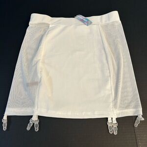 JIREH sheer white mesh under skirt lingerie w/adj garter belts/clipsNWTSz-L. K14